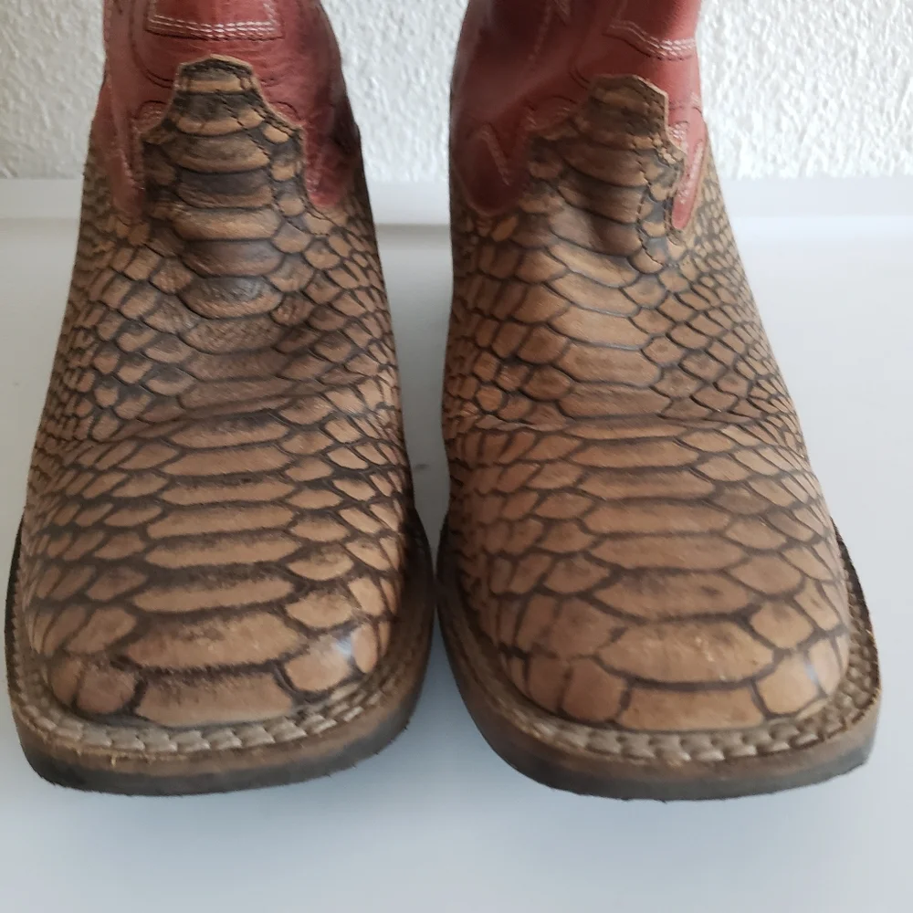 #Smoky Mountains Mens Western Rodeo Farm Cowboy Square Leather Boots